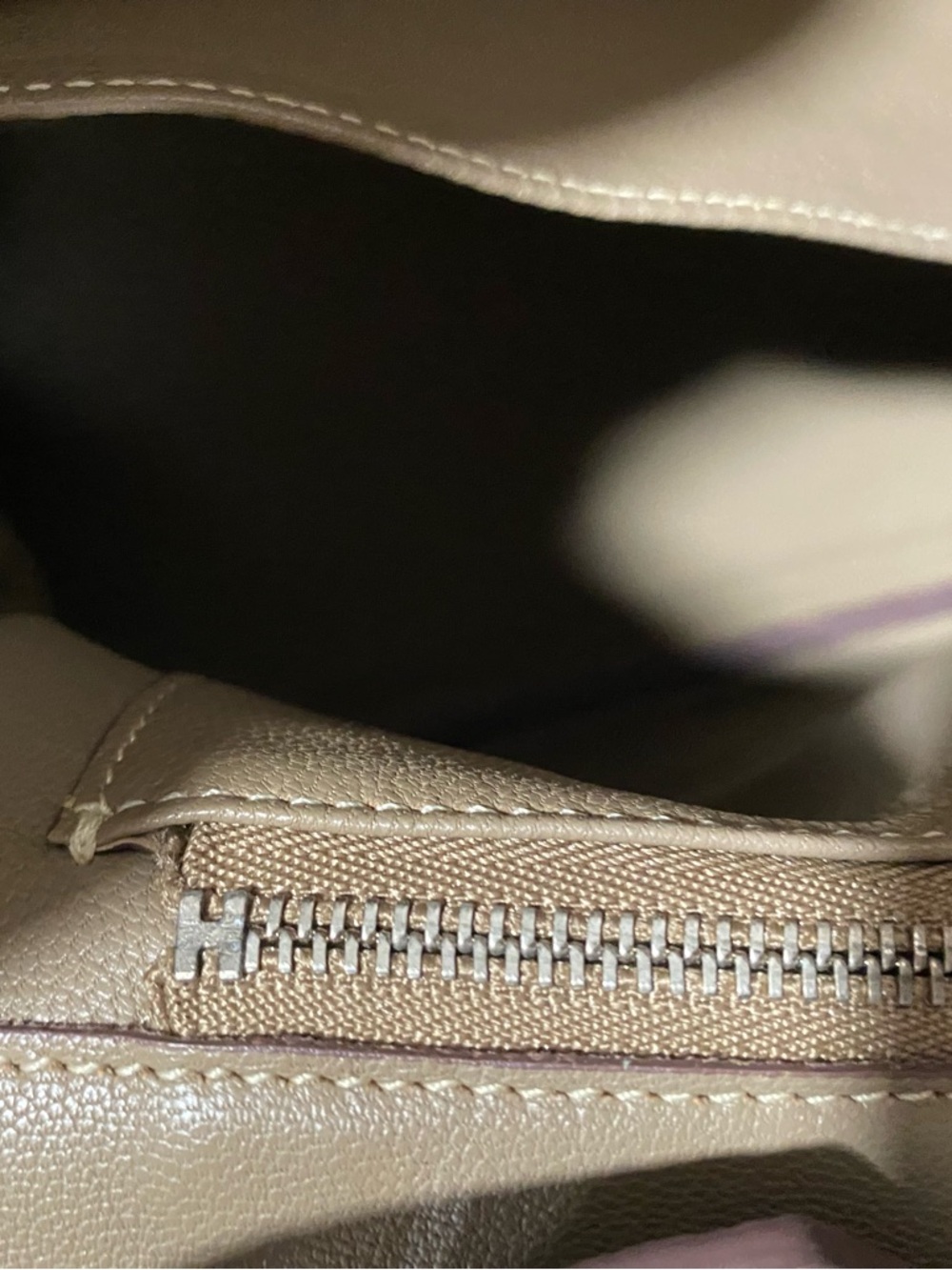 Taupe Leather Top-Handle Satchel - Picture 8 of 15